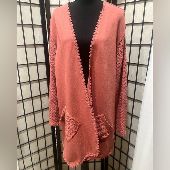 Natural Reflections Rust FRENCH TERRY OPEN FRONT CARDIGAN SIZE M - Picture 10 of 12